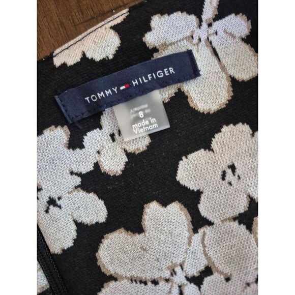 Tommy Hilfiger Womens Black & White Floral Fit & Flare Dress Size 8 - Picture 2 of 5